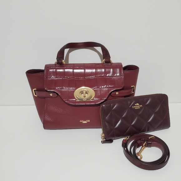 Coach Blake Flap Carryall Wine Crossbody Bag - Picture 12 of 12